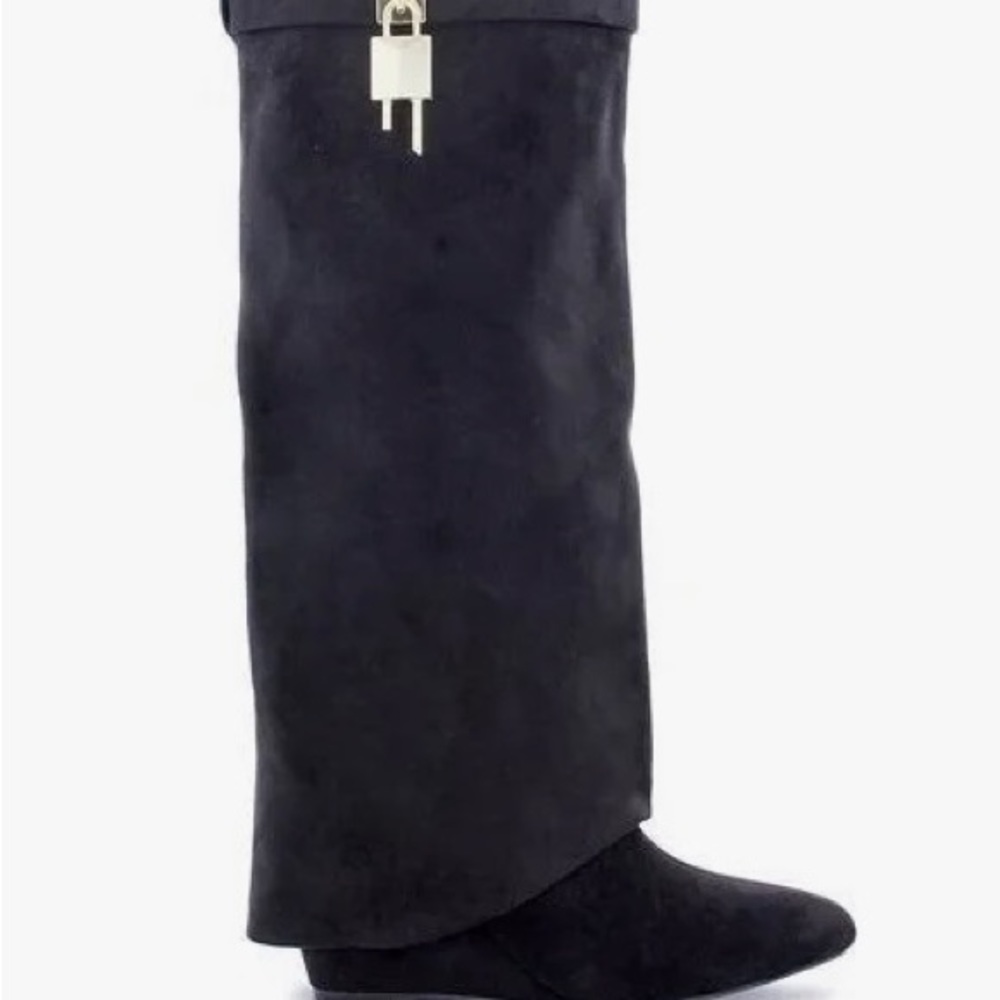 Black Suede Fold over Boots